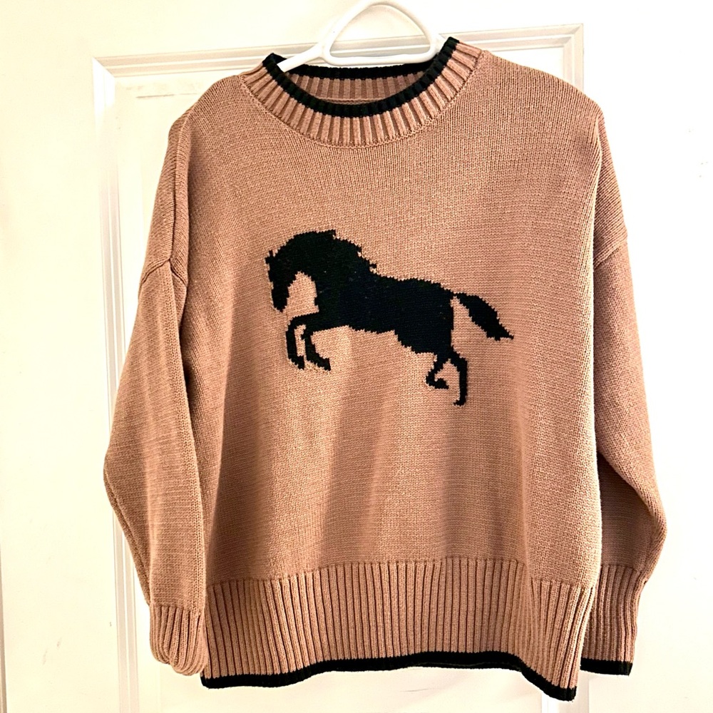 Brown Horse Graphic Sweater